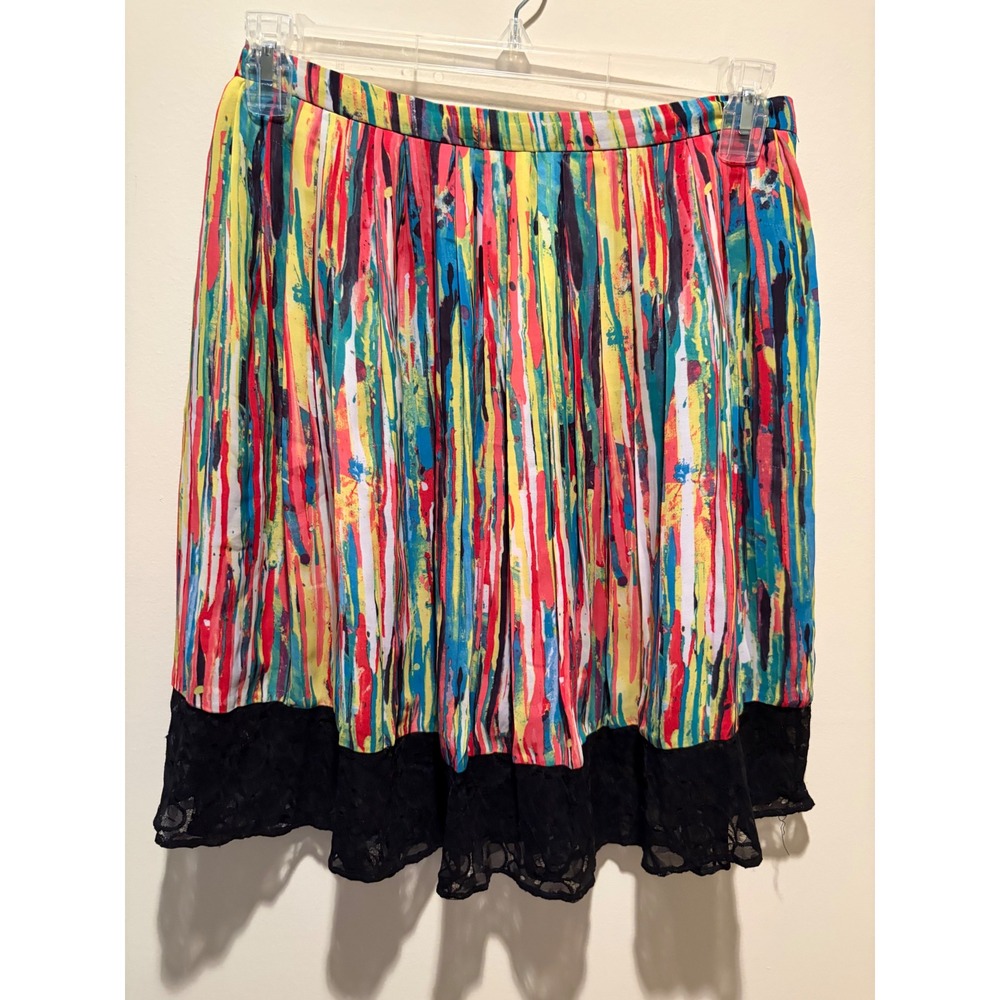 Prabal Gurung for Targetโ Abstract Print Lace Hem Pleated Mini Skirt Multi 10